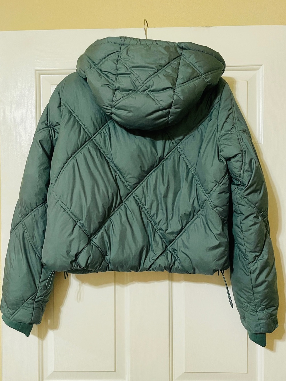 MOTHER Diamond-Quilt Hooded Puffer Jacket Cotton On The mother Puffer Green Med - Picture 8 of 10